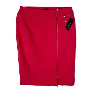 Worthington Women's Red Pencil Skirt Front Zip Accent‎ Size 4